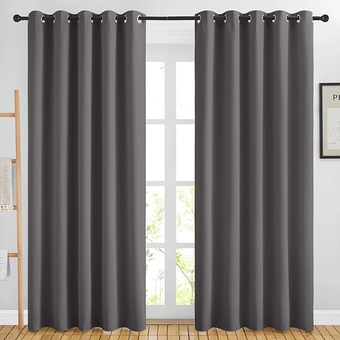 NICETOWN Blackout Curtains Panels for Living Room, 2 Panels, 66 x 80 Inch, Biscotti Beige, 3 Pass Microfiber Noise Reducing Thermal Insulated Solid Ring Top Blackout Window Drapes by NICETOWN