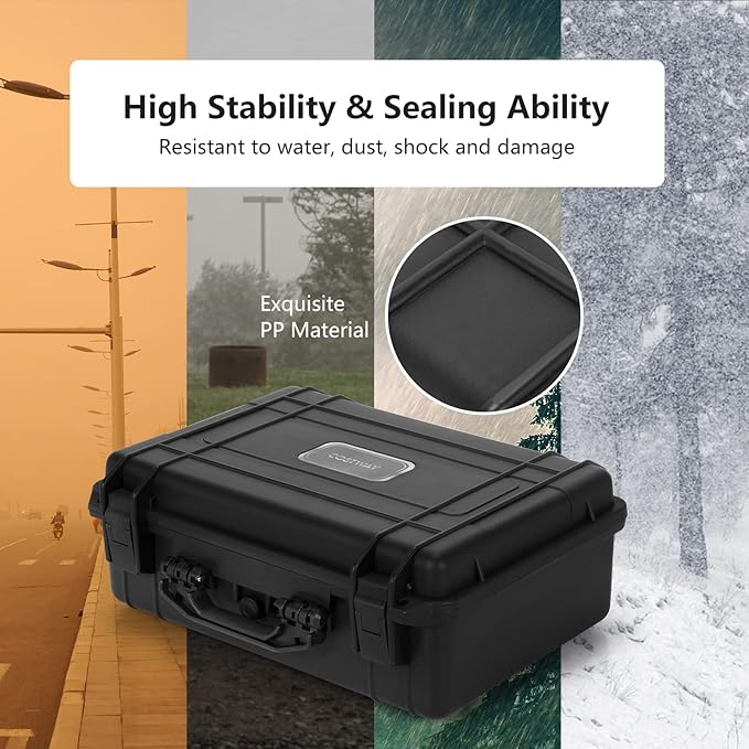 COSTWAY Waterproof Hard Case, 18.5-Inch Multi-Purpose Small Camera Dry Box with DIY Customizable Foam Insert, IP66 Rated Dustproof Shockproof, Portable Protective Case for Electronics, Drones, Black - Image 7