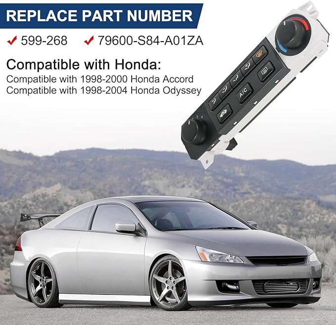 A/C Heater Climate Control Module Compatible with 1998-2000 Honda Accord 1998-2004 Honda Odyssey Replace# 599-268, 79600-S84-A01ZA - Image 2