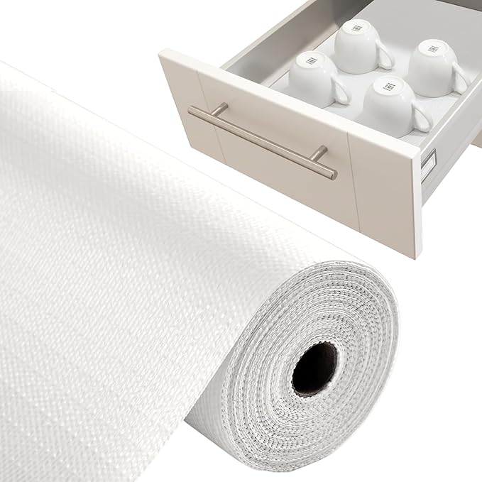 Shelf Liner Cabinet Liner for Shelves Non-Adhesive Kitchen Drawer Liner by Linda’s Essentials (12 x 120 Inches) - Non-Slip Easy Clean Shelf Liners for Cabinets and Cupboard Protector, Waterproof Mat by LindasEssentials