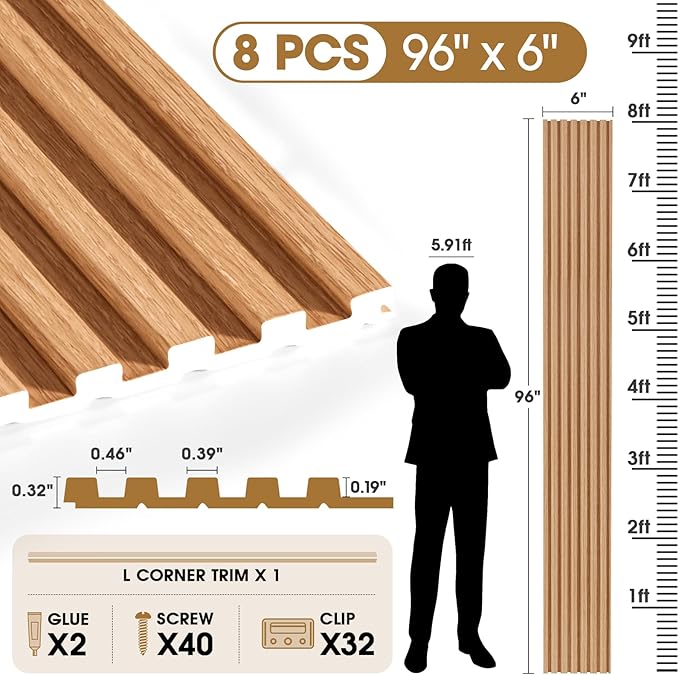 96 * 6 8-Pack WPC Solid Interlocking Grille,Teak - Image 2
