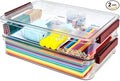 5.5qt Portable Project Case 9 X 13 Clear Stackable Plastic Storage With Lids Organizer Containers File Box For Letter A4 Paper Photo Documents Scrapbook Craft Art School Supplies, 2 Pcs by CATOOMUU
