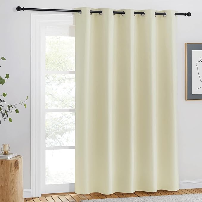 NICETOWN Room Darkening Beige Curtain 84 inch Length - Grommet Solid Thermal Insulated Doorway Drape Blackout Curtain Sound Reducing for Bedroom/Living Room (1 Panel, W66 X L84) by NICETOWN