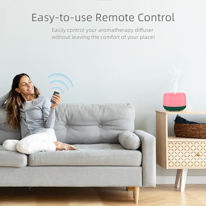 300ML Aromatherapy Diffuser for Home, Quiet Diffuser for Essential Oils with Remote Control, 7 LED Color Changing Light, Scent Cool Mist Air Humidifier - Image 4