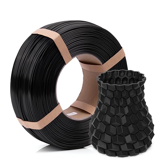 Inland V2 PLA PRO (PLA+) 3D Printer Filament Refill, 1.75mm Spooless Filament, Dimensional Accuracy +/- 0.03mm, 1KG (2.2lbs) Black Refill for Inland Reusable Spools, Bambu Lab Compatible by INLAND