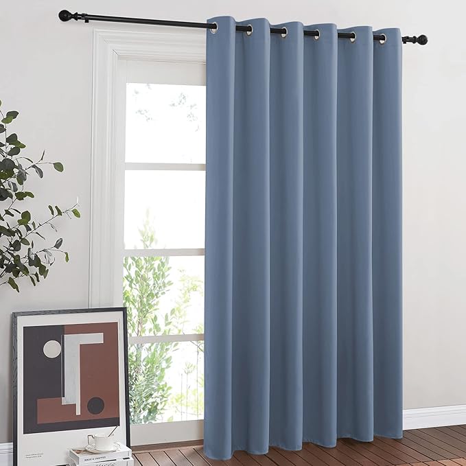 NICETOWN Patio Door Curtain for Sliding Glass Door, Thermal Insulated Blackout Curtain Drape for Living Room/Kitchen/Bedroom (Stone Blue, 1 Panel, 80 x 84 inch) by NICETOWN