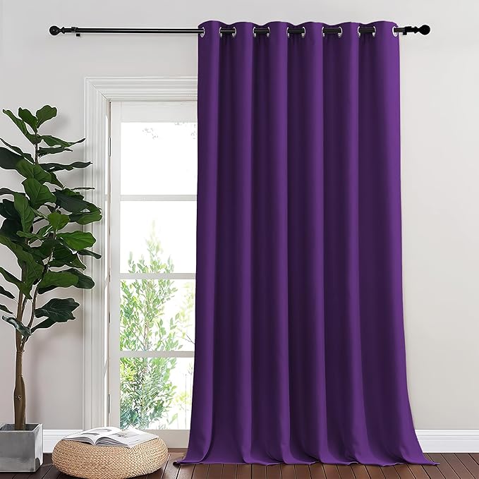 NICETOWN Room Divider Curtain 132 Inches Long, Wide Blackout Sliding Door Curtain for Bedroom, Room Darkening Privacy Window Curtain for Patio Door (1 Panel Set, Royal Purple, 80 x 132 Inch) by NICETOWN