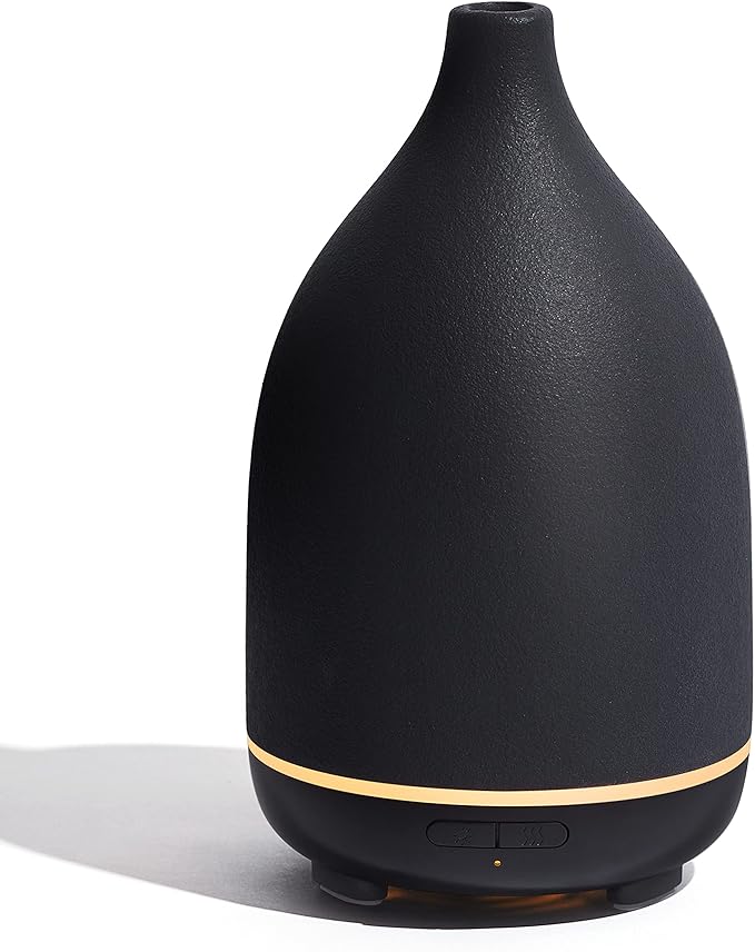 InnoGear Oil Diffuser, 150ML Ceramic Diffuser for Essential Oils Handcrafted Aromatherapy Diffuser Ultrasonic Cool Mist Humidifier with 2 Mist Modes Waterless Auto Off for Room Office, Black by InnoGear