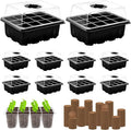 ZeeDix 10 Set Seed Starter Tray Kits, 10 Pack Seed Trays with 120 Pack Coco Coir Pellets, Adjustable Humidity Germination Tray with Dome Lids for Indoor Plants, Mini Greenhouse for Vegetables Garden by ZeeDix