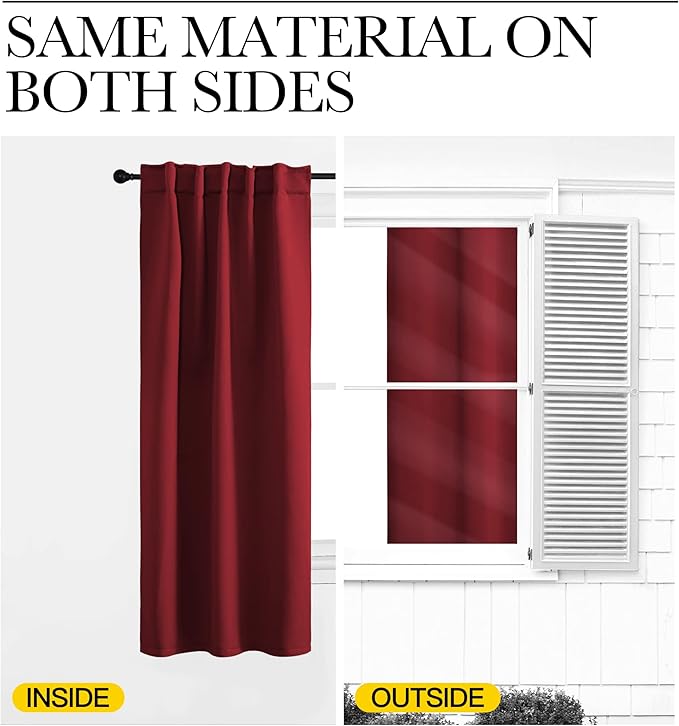 NICETOWN Blackout Curtain Panels Window Draperies - (Burgundy Red Color) 34-Inch Wide x72-Inch Long, 2 Pieces, Home Decoration Light & Noise Reducing Window Covering Room Darkening Drapes for Bedroom - Image 6