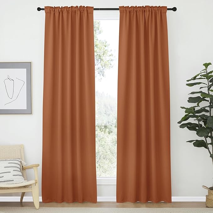 NICETOWN Blackout Curtain Panels Window Draperies - (Burnt Orange Color) 42-Inch Wide x84-Inch Long, 2 Pieces, Home Decoration Light & Noise Reducing Window Covering Room Darkening Drapes for Bedroom - Image 2