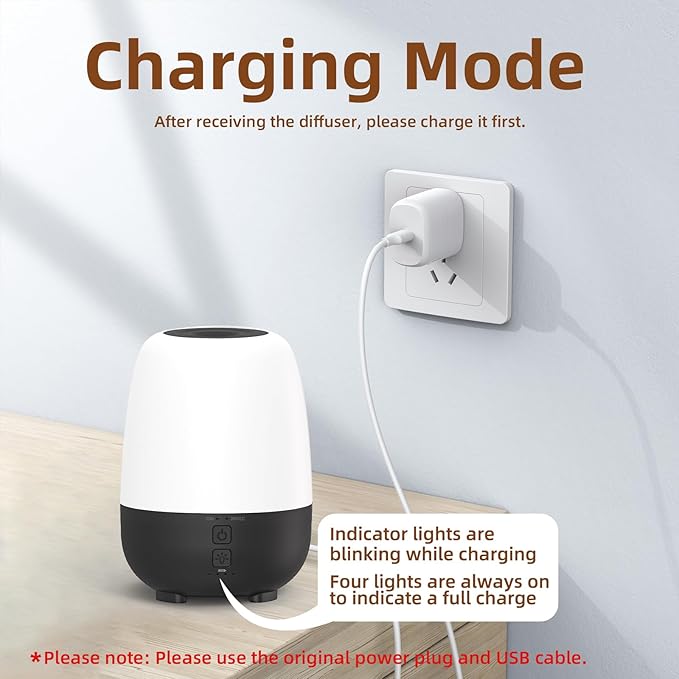 150ML Rechargeable Battery Powered Essential Oil Diffuser, Cordless Portable Aromatherapy Diffuser,7-Hour Run time, 7-Color LED Lights - Image 3