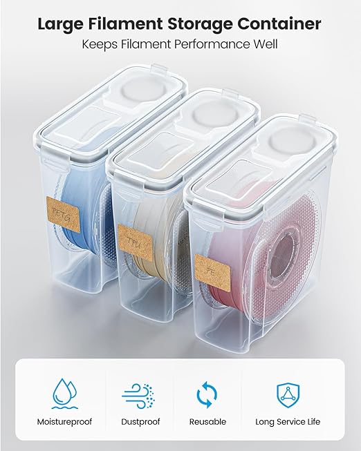 YOOPAI Filament Storage Box - 4 Pack Filaments Container for 3D Printing Filaments Sealing and Protection - Portable Filament Storage with Desiccant&Label ,Water-Proof and Dust-Proof 4.0L(9.03*8*3) - Image 4