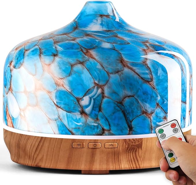 Porseme 500ml Essential Oil Diffuser, Aroma Ultrasonic Humidifier with Remote Control, BPA Free, Auto Shut-Off, 7 Color LED Light for Bedroom by Porseme