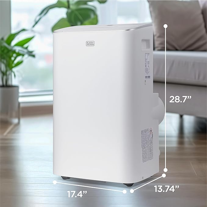 BLACK+DECKER Smart Portable Air Conditioner,12,000 BTU, for Rooms Up To 550 Sq. Ft., Portable AC with Inverter Compressor & Window Kit, BPACT08NM, White - Image 8