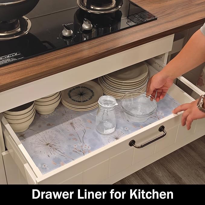 Dandelion Shelf Liners Strong Non-Slip 12IN x 20FT and Non Adhesive Shelf and Drawer Liners for Kitchen Cabinet Wire Fridge, Waterproof Shelf Drawer Liner,Easy to Clean - Image 4