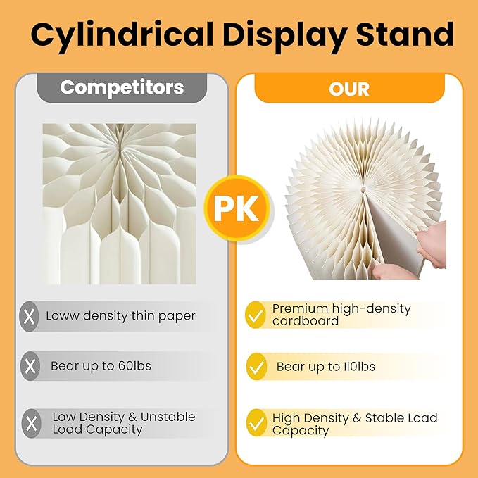 Cylinder Stands for Party Roman Pillar Stand Flower Cake Pedestal Stands for Parties Wedding Baby Shower Birthday Decor, Foldable Cardboard Centerpiece Round Pillars Dessert Stands Display, Reusable (Set of 5-12"W) - Image 4