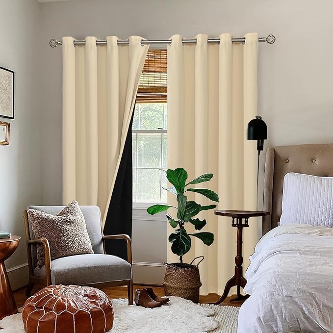 BGment Natural Blackout Curtains 95 Inches Long 2 Panels Set for Living Room, Thermal Insulated 100% Light Blocking Curtains & Drapes, Grommet Soundproof Curtains for Bedroom Window, Each 52 Wide - Image 2