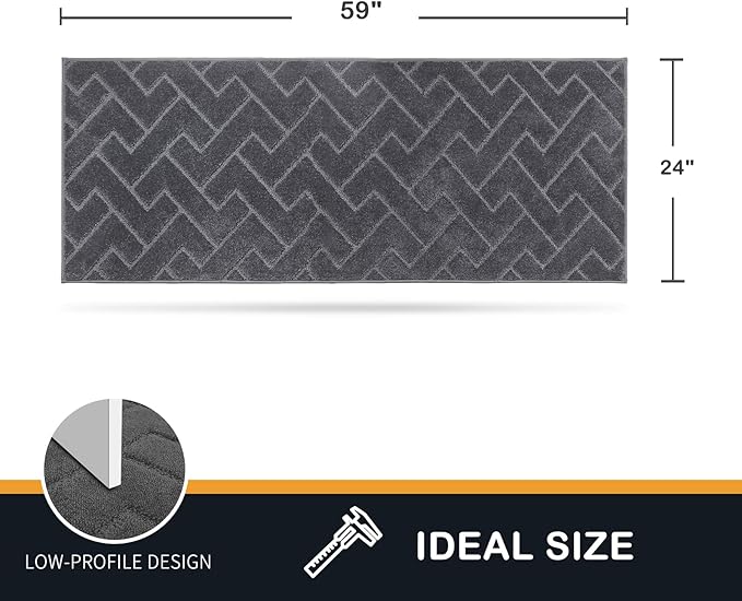 PURRUGS Dirt Trapping Door Mat 24" x 59", Non-Slip Machine Washable Entry Rug, Dog Doormat, Indoor Front Door Mat, Super Absorbent Entryway Rug for Muddy Shoes & Paws, Grey - Image 2