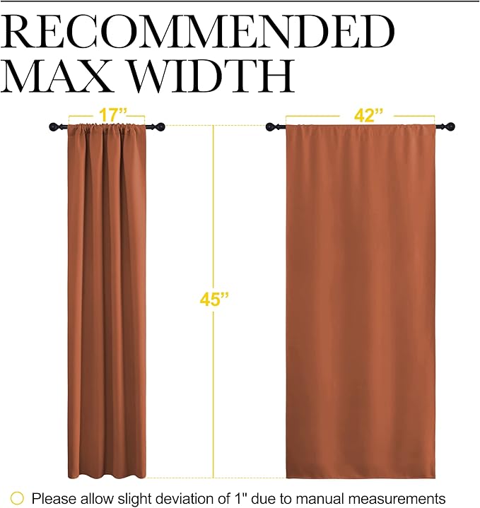 NICETOWN Blackout Curtains and Drapes - Thermal Insulated Solid Rod Pocket Blackout Draperies/Panels (Burnt Orange, 1 Pair, 42 by 45 inches) - Image 7
