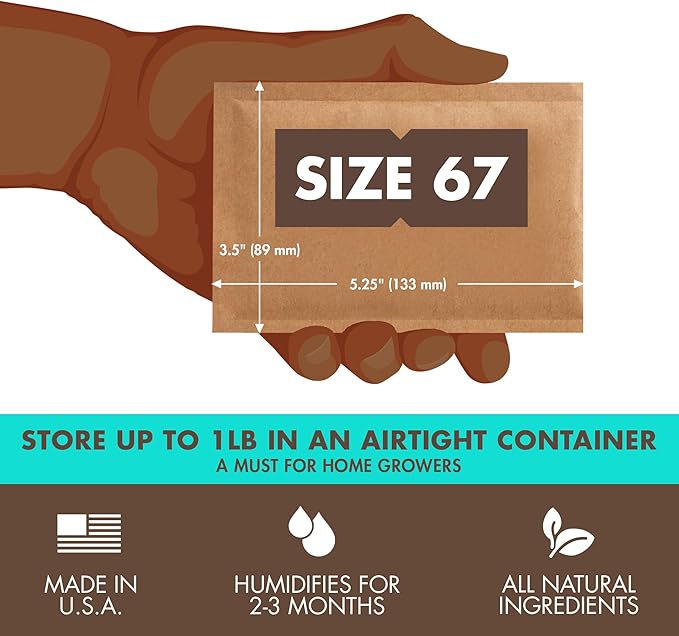 Boveda 62% Two-Way Humidity Control Packs For Storing 1 lb – Size 67 – 12 Pack – Moisture Absorbers for Storage Containers – Humidifier Packs – Individually Wrapped Hydration Packets - Image 2