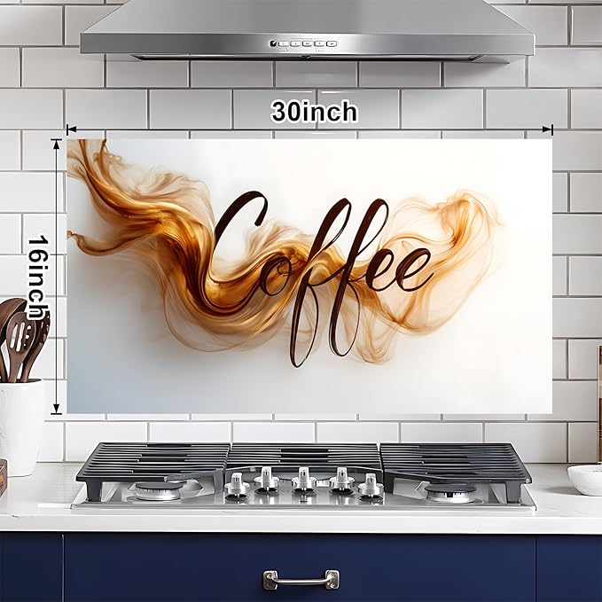 NYZE Kitchen Backsplash Stickers Waterproof Stove Backsplash Protector, 30 X 16 inch Removable Kitchen Wallpaper with Wall Art Decor for Stove Cooking Area(Coffee) - Image 2