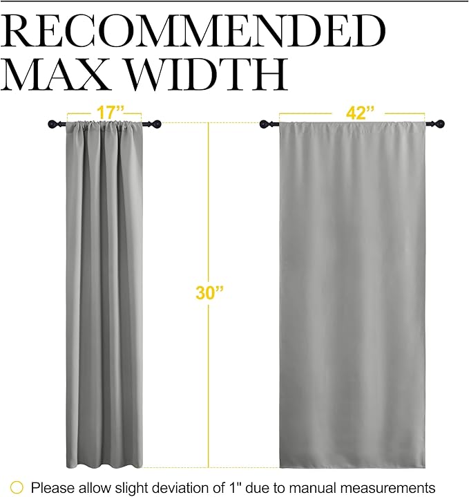 NICETOWN 2 Panels Blackout Curtains, Rod Pocket Thermal Insulated Drapes for Kitchen, Heavy Duty Small Window Treatment for Dorm Room, Studio Apartment, Basement (Silver Grey, W42 x L30) - Image 6