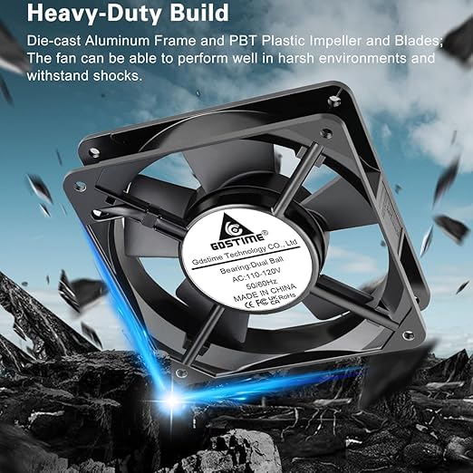 GDSTIME 120mm x 25mm 110V 115V 120V AC Powered Fan Dual Ball Bearing for DIY Cooling Ventilation Exhaust Projects - Image 3