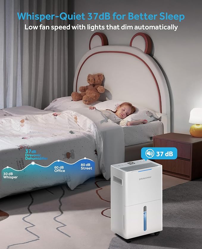 21 Pints Dehumidifier for Basement, 1500 Sq. Ft Dehumidifiers for Home with Drain Hose, Quiet Smart Humidity Control for Bedroom Bathroom with Auto Shut Off, 24H Timer - Image 6