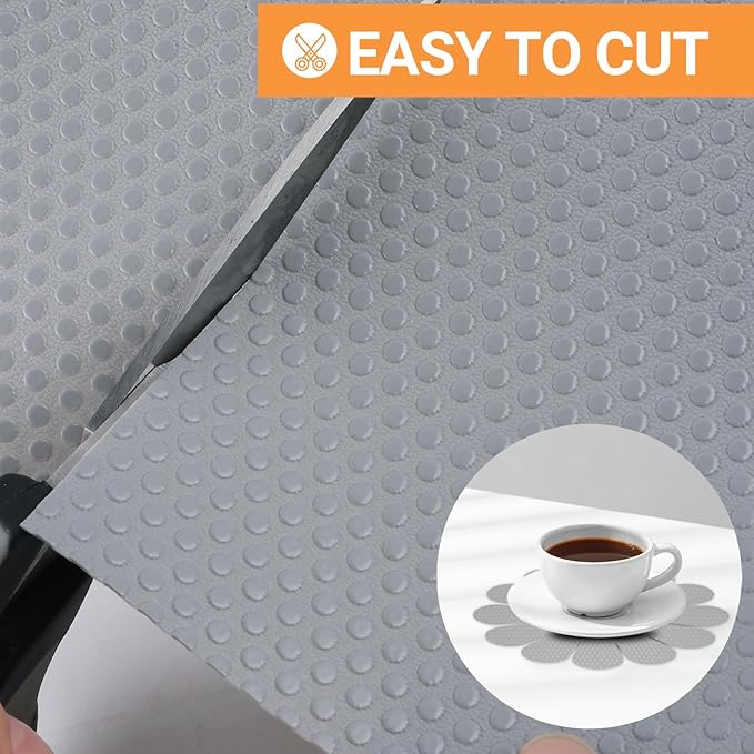 Shelf Liners for Kitchen Cabinets 16-inch: Waterproof Non-Adhesive Drawer Liner Light Gray - 16 in x 300 Inch Easy to Clean Cupboard Mat for Pantry Shelves - Image 6