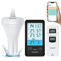 Raddy PT-3 Wi-Fi Pool Thermometer Floating Easy Read with 2 Additional Remote Sensors, APP Remote Monitor, Large Digital Display, Rechargeable, Wireless Hygrometer Thermometer for Indoor Outdoor by Raddy