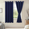 Hiasan Blackout Curtains for Bedroom, 52 x 63 Inches Length - Thermal Insulated & Light Blocking Window Curtains for Living Room, 2 Drape Panels Sewn with Tiebacks, Navy Blue by Hiasan