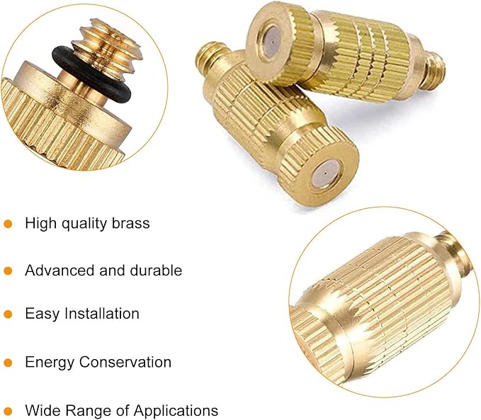 20pcs High Pressure Atomizer Nozzle Brass Misting Nozzles for Outdoor Cooling System, Landscaping, Greenhouse Irrigation, Air Humidification, Anti-Drip Fogging Spray Head(0.006"/0.15mm) - Image 4