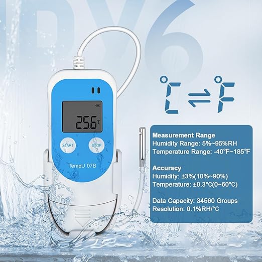 Tzone Temperature Humidity Data Logger with Probe,Digital Humidity Logger USB Temp Recorder 34560 Groups,Industrial Data Logger Thermometer with Auto PDF&CSV Report for Freezer Refrigerator RH Monitor - Image 3