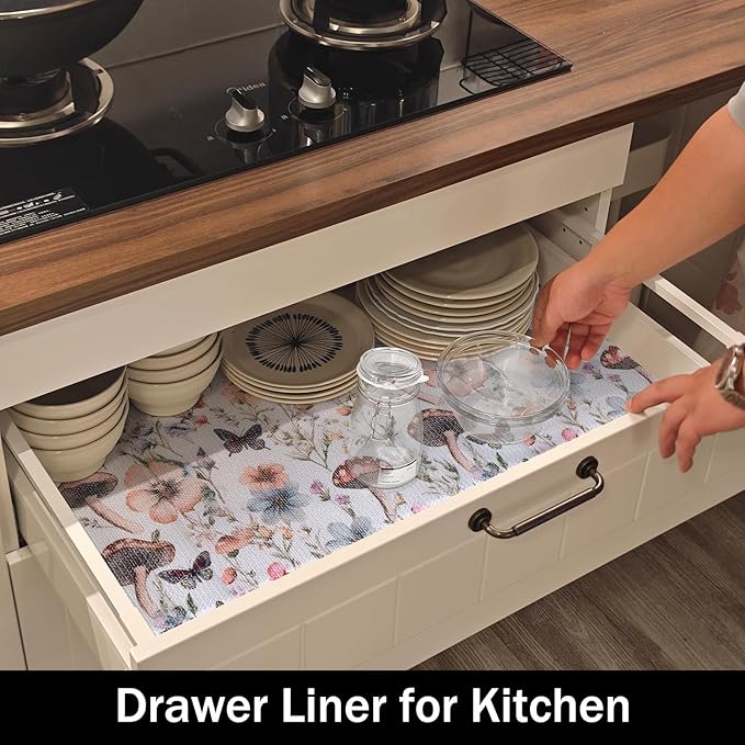 Mushroom Shelf Liners Non Adhesive and Strong Non-Slip Shelf and Drawer Liners for Kitchen Cabinet Wire Fridge, Waterproof Shelf Drawer Liner,Easy to Clean,12IN x 10FT - Image 3