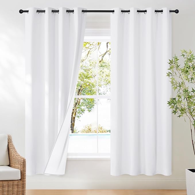 NICETOWN 100% Blackout Window Treatment Curtain, Snow White, 1 Panel, 55 by 78, Energy Smart Thermal Insulated Shade & Blind for Bedroom with Grommet Ring Top by NICETOWN