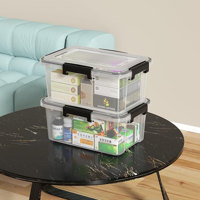 12 Quart Plastic Gasket Box with Tight Latch and Seal, Storage Bins with Snap Lid, Clear Latching Storage Box, 6 Packs - Image 6