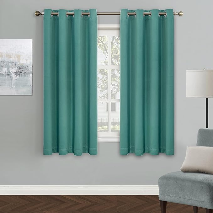 MYSKY HOME Bedroom Curtains 63 Inches Long Blackout Curtains for Living Room Teal Curtains for Kids Room Grommet Privacy Protect Room Darkening 1 Curtain Panel, 52 x 63 Inch, Teal by MYSKYHOME