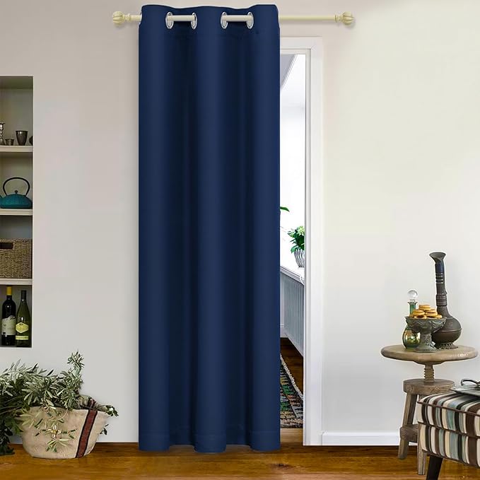 MYSKY HOME Blackout Door Curtains for Living Room Closet Curtains Doorway Thermal Insulated Grommet Room Darkening Window Curtain Panel for Bedroom, 1 Curtain Panel, 42 x 84 Inch, Navy by MYSKYHOME