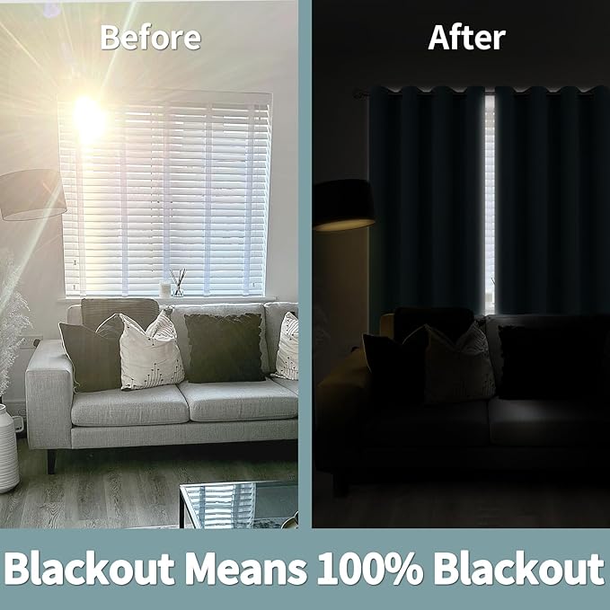 BGment Thermal Insulated 100% Blackout Curtains for Bedroom with Black Liner, Double Layer Full Room Darkening Noise Reducing Grommet Curtain (38 x 63 Inch, Frosty Green, 2 Panels) - Image 3