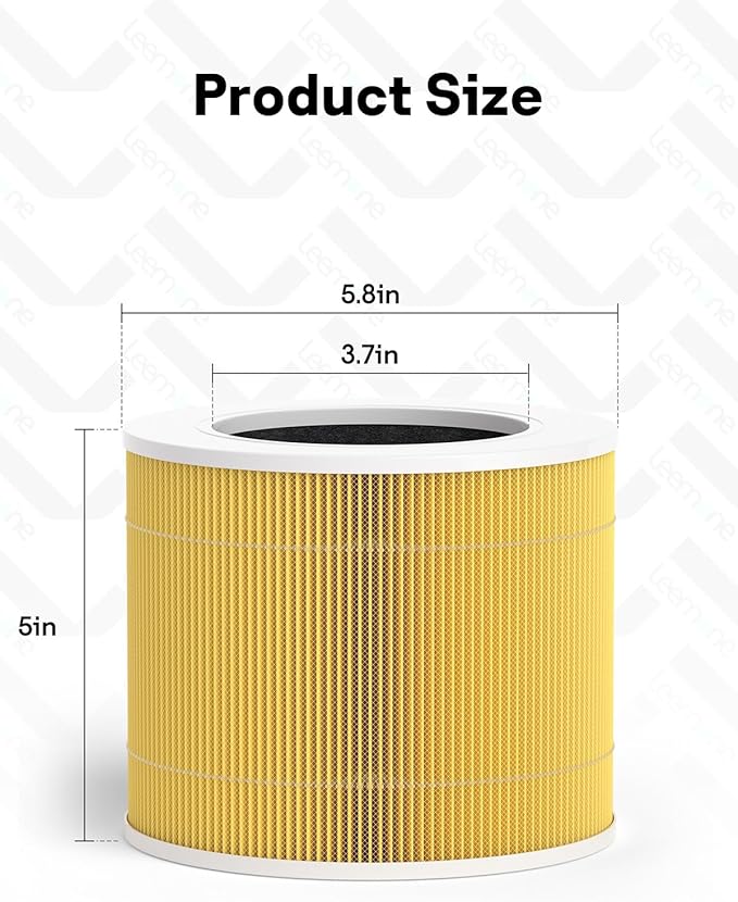 Leemone Core Mini Pet Replacement Filter for LEVOIT Core Mini Air Purifiers, High-Efficiency Activated Carbon, Replace Part Core Mini-RF, 3 Pack,yellow - Image 6