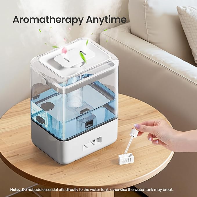 Smart Humidifiers for Bedroom Home, 6L Cool Mist Top Fill Humidifier Large Room with Essential Oil Diffuser, Touch/APP/Voice Control, NightLight Humidifiers for Nursery & Plants (White, 1Pack) - Image 7