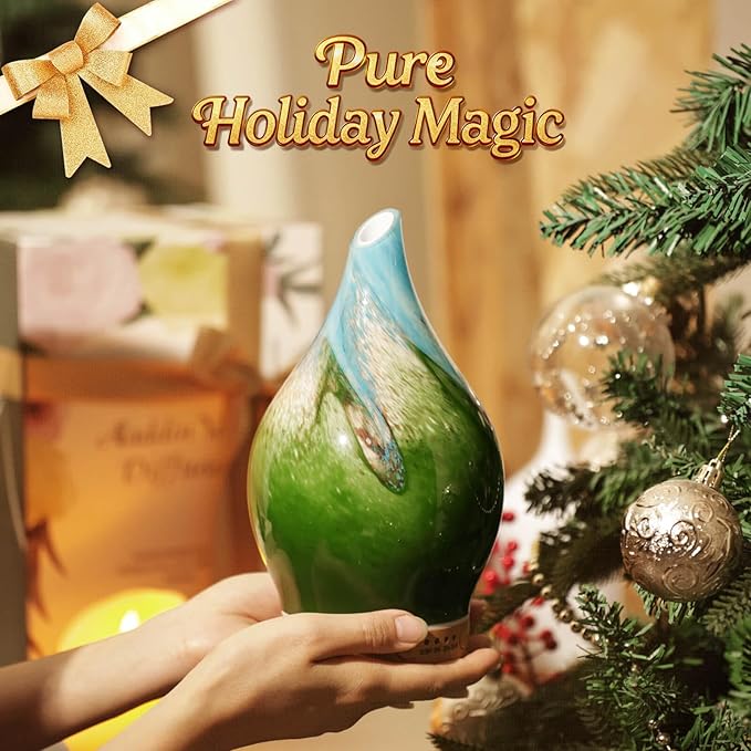 Porseme 150ml Essential Oil Diffuser Glass Color Changing Aroma Air Diffusers Aromatherapy Ultrasonic Cool Mist Humidifier 6 Running Hours Waterless Auto-Off for Sleeping Yoga Office Spa (Blue Grass) - Image 6