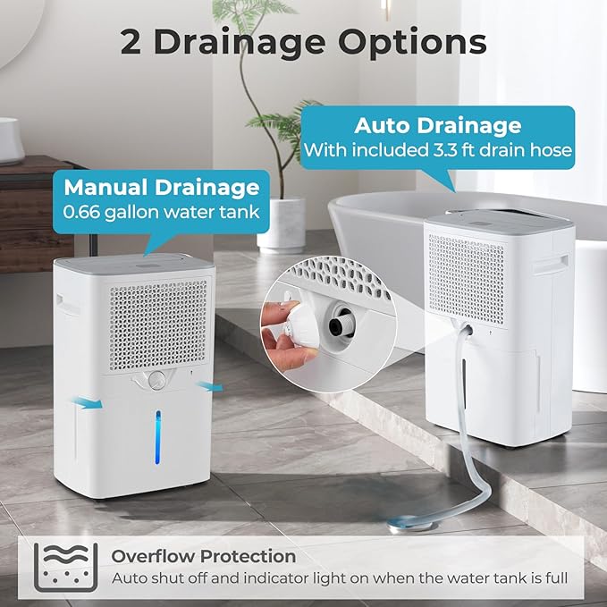 4500 Sq. Ft Dehumidifier for Basement, 52 Pint Garage Dehumidifier for Home, Bedroom & Bathroom with Drain Hose, Smart Humidity Control & Display, 3 Modes, 24H Timer & Auto Defrost - Image 7