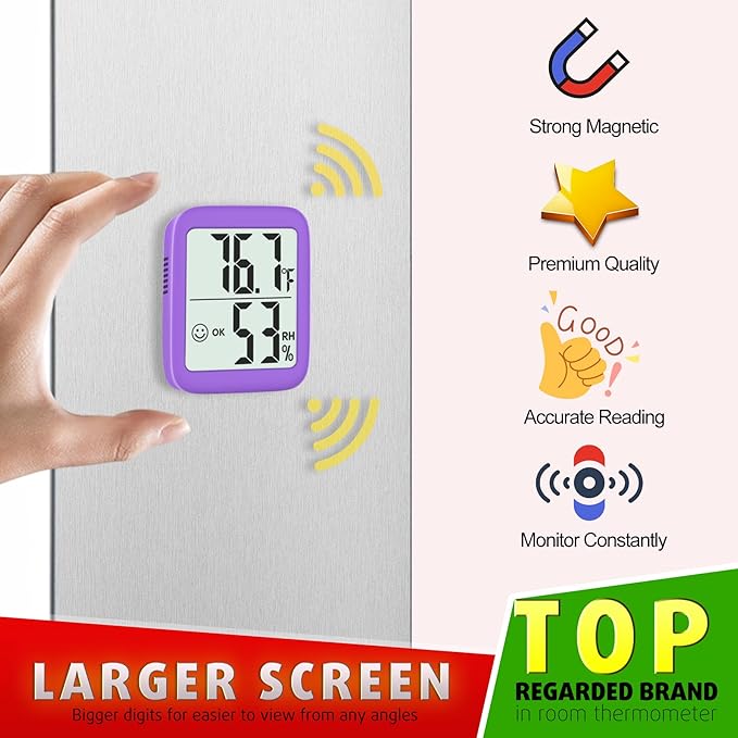 Antonki 2 Pack Room Thermometer for Home, Hygrometer Indoor Humidity Meter Gauge, Digital Temperature and Humidity Sensor Monitor for House, Terrarium, Incubator, Greenhouse - Battery Included - Image 3
