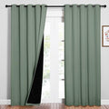 NICETOWN 100% Blackout Window Curtain Panels, Cold and Full Light Blocking Drapes with Black Liner for Nursery, 84 inches Drop Thermal Insulated Draperies (Greyish Green, 2 PCs, 62" Wide Each Panel) by NICETOWN
