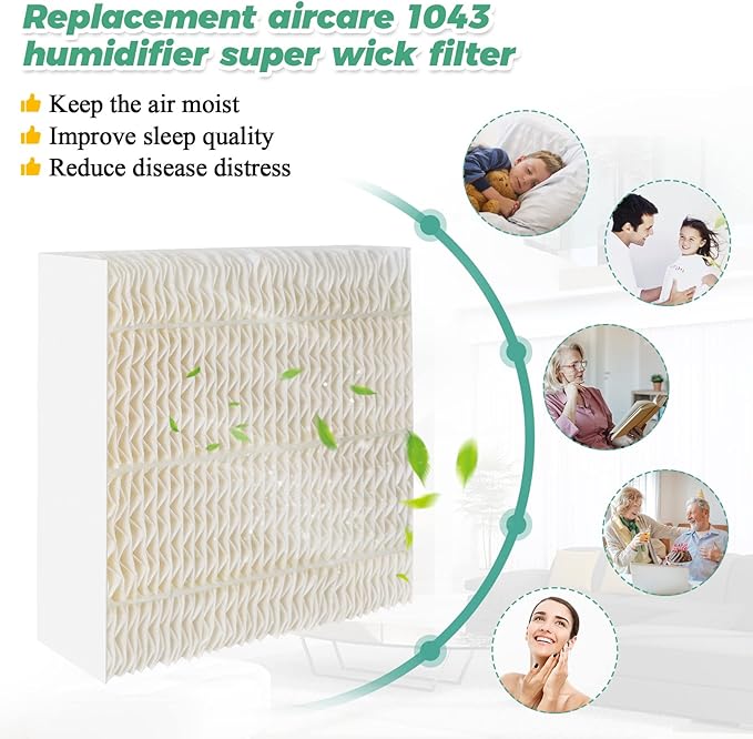 Techecook 1043 Super Humidifier Wick Filters Replacement for Essick AirCare Evaporative Humidifiers 831000 826000 826800, Bemis Space Saver 800 8000 Series, 3Pack 1043 Replacement Space Saver Wick - Image 3