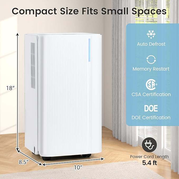 COSTWAY 32 Pints Dehumidifier for Home, 2000 Sq.Ft Portable Dehumidifier for Bedroom, Basement, Bathroom, 24H Timer, 3-Color Indicator, 3.3 FT Drain Hose, 4 Wheels - Image 8
