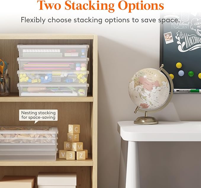 Lifewit 4 Pack Paper Organizer Storage, Multi-Purpose Plastic File Box with Latching Lids, Containers for A4, 8.5" x 11" Letter, Scrapbook, Document, Magazine, Art Supplies, Clear - Image 6