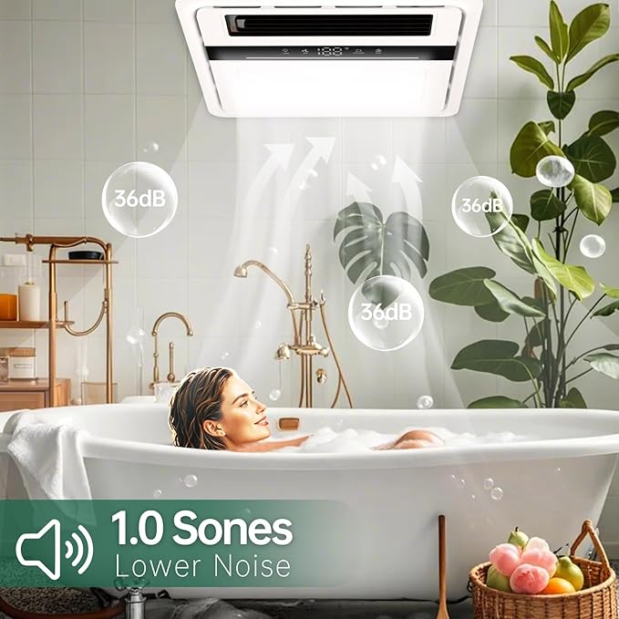 Bathroom Fan with Light and Heater, 1700W,140 CFM Ventilation, Remote Control,Quiet Exhaust, 4-in-1 Design for Heating, Lighting, Ventilation & Air Circulation for Comfort in Any Season - Image 6